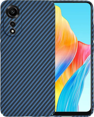 Hoesje geschikt voor Oppo A78 4G - Techsuit Carbonite FiberShell Carbon Back Cover - Blauw