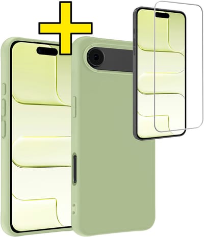 Hoesje - Met Screenprotector - Geschikt voor Apple iPhone Air - Sterk & Shockproof - Back Cover - Siliconen Case - Telefoon Hoes - Telefoonhoesjes - Groen
