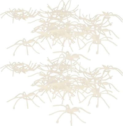 Chaks nep spinnen/spinnetjes 4 cm - glow in the dark - 72x - Horror/halloween thema decoratie