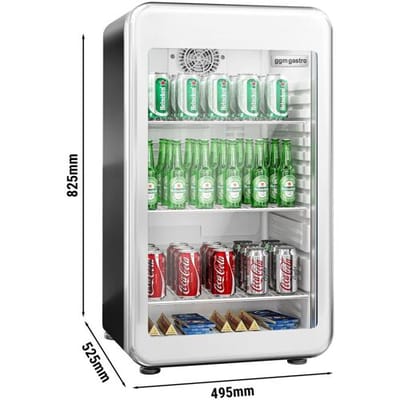 GGM Gastro Minibar-Kühlschrank - 500mm - 120 Liter - mit 1 Glastür Zwart / Zilver