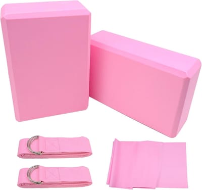 Thijox - Set van 2 Yogablokken met Riem, Lichtgewicht EVA-schuim, Antislip Yoga en Pilates Blokken voor Stretching, Meditatie en Flexibele Houdingen,