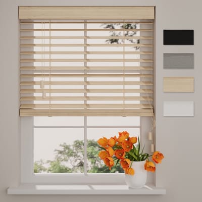 DTCH® Bamboe Houten Jaloezie - Easy Nerf - 50 mm - Licht Eiken - 250 x 240 cm - Maten van 50 t/m 250 cm breed