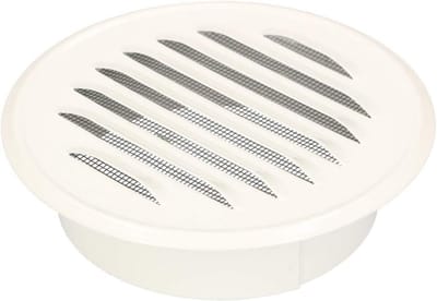 Ronde ventilatierooster 100mm wit met insectenhor en bevestigingsmateriaal
