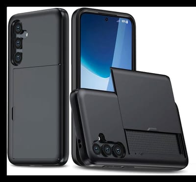 Hoesje met Kaarthouder Slider Geschikt voor Samsung Galaxy A16 | Back Cover Pasjeshouder Achterkant | Kaarthouder voor Twee Pasjes | Zwart