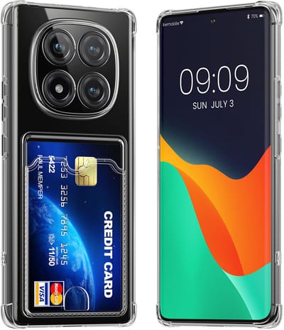 kwmobile Hoesje met kaarthouder voor Xiaomi Redmi Note 14 Pro 5G/14 Pro+ 5G/Poco X7 - telefoonhoesje met kaartsleuf - Soft Case - beschermhoesje in transparant