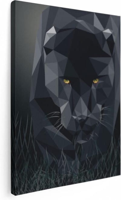 Artaza Canvas Schilderij Zwarte Panter - 30x40 cm - Klein - Wanddecoratie Dieren - Muurdecoratie Jungle - Kamer Accessoires