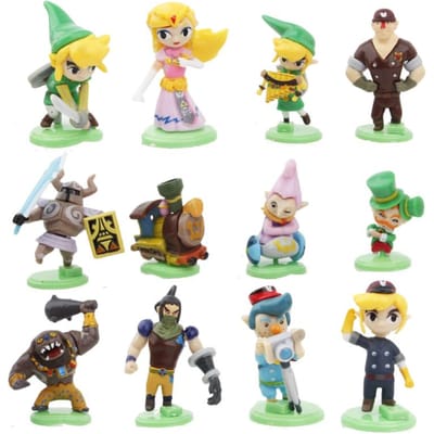 12 pièces/ensemble Jeu The Legend of Zeldaes Link Mignon Dessin Animé Gâteau Voiture Bureau Décoration Modèle Poupée PVC Figurine d'Action Anime Jouet Cadeau Enfants beige