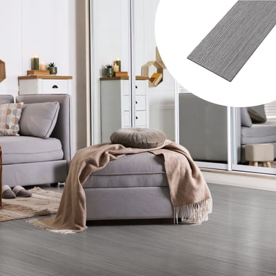 Froadp 10 m² PVC-vloerbedekking in grijs Zelfklevende tegels Vinylvloer kliksysteem Vinyl vloerbedekking met houteffect voor vloerverwarming 72 tegels