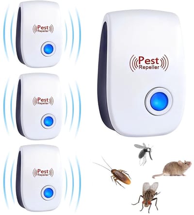 4 stuks Ultrasoon ongedierteverjager - Ultrasoon elektronisch muggenverjager-Muizenverjager - Veilig, stil, energiezuinig - Elektronische plug-in voor knaagdieren, muggen, kakkerlakken, spinnen, mieren, enz. - Geschikt voor thuis, kantoor en magazijn