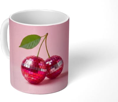 Mok - Koffiemok - Disco - Kersen - Roze - Mokken - 350 ML - Beker - Koffiemokken - Theemok