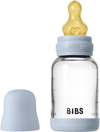 BIBS Fles - Slow Flow - 120 ml - Glas/Latex - Baby Blue