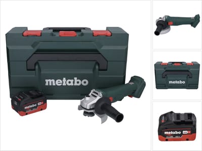 Metabo W 18 L 9-125 accu haakse slijper 18 V 125 mm + 1x accu 8,0 Ah + metaBOX - zonder oplader