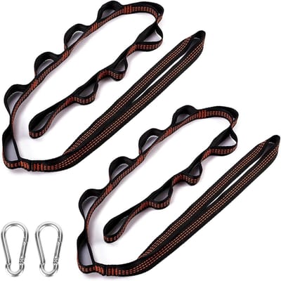 Hammock Bevestigingsset met 300 kg Draagvermogen, Hangriemen en Carabiners voor Kamperen, Outdoor en Hiking - Set van 2