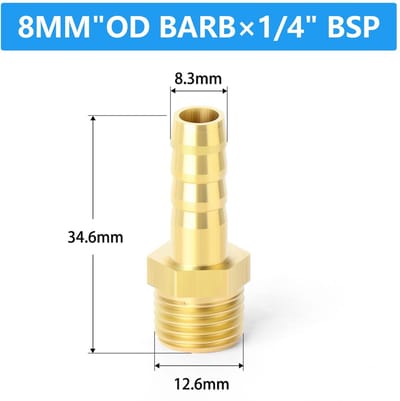 Dailygoods- Slangpilaar Messing - 10 Stuks 8mm OD - Knelkoppelingen - Mannelijke BSP Connectors - Lage Temperatuurbestendigheid - Efficiënte Installatie - Pijpfitting
