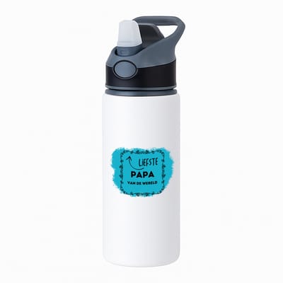 Hacebo® - liefste papa van de wereld waterfles met rietje zwart - Papa - de liefste vader - vader cadeautjes - vaderdag - verjaardag - geschenk - kado - water fles - 650ML