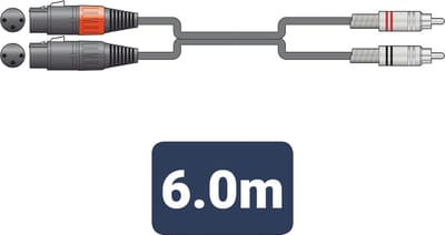 Red Sound XF600 audiokabel 2 x XLR Female - 2 x RCA 6m