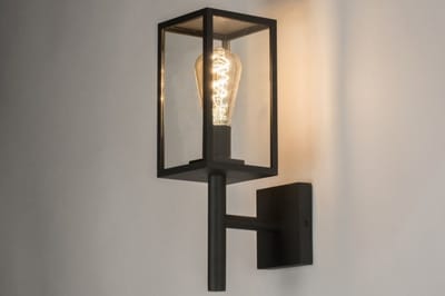 Lumidora Wandlamp 30772 - Voor buiten - 2 Lichts - E27 - 4.0 Watt - 400 Lumen - 2700 Kelvin - Zwart - Glas - Buitenlamp - IP44 - Met Sensor
