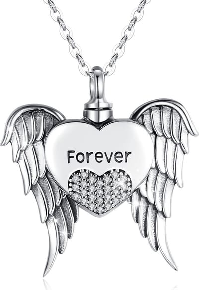 Assieraad Zilver (925) Hart Met Vleugels & Zirkonia Stenen Met Ketting