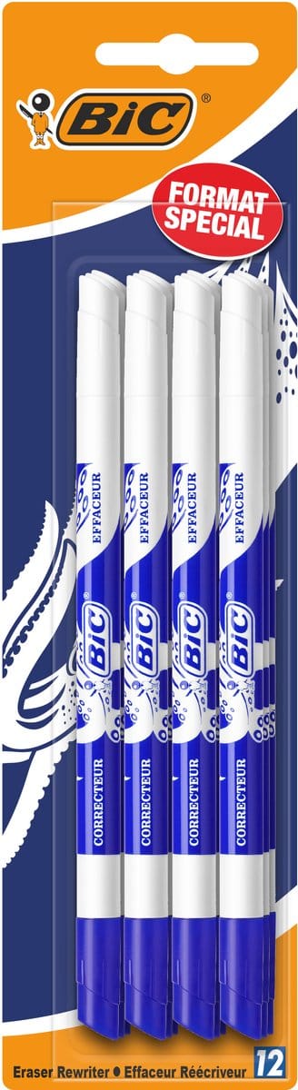 Tipp-ex Ink Eater - Correctievloeistof - Tippex Corrector met Blauwe Correctiepen - Inktwissers voor Vulpeninkt - 12 Stuks