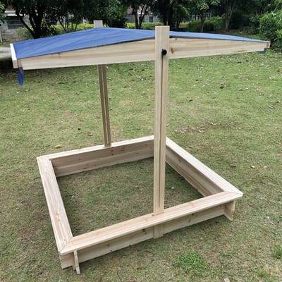 Zandbak met Verstelbaar Dak - Afsluitbaar - Hout - Buitenspeelgoed Tuin voor Jongens en Meisjes - 126 x 118 cm