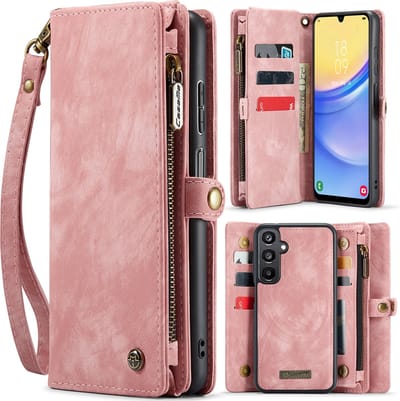 CaseMe Hoesje - Geschikt voor Samsung Galaxy A16 Hoesje - CaseMe 008 2-in-1 Book Case & Back Cover met Portemonnee - Roze