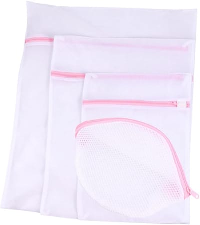 Herbruikbare Waszakjes - Mesh Waszakken - Kleding Beschermen - Met Ritssluiting - 60x40 cm - Wit