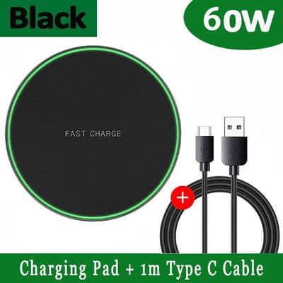 60W Snelle draadloze oplader Pad Stand Telefoon Qi Draadloos oplaadstation Inductieladers voor iPhone 14 13 12 11 Android-telefoon