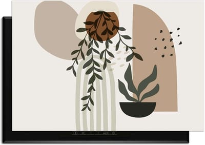 KitchenArt - Botanical Harmony – Inductie Beschermer - 90x50 cm - Kookplaat Beschermer - Luxe Afdekplaat Inductieplaat - Anti-slip & Oprolbaar - Beschermmat Inductiekookplaat