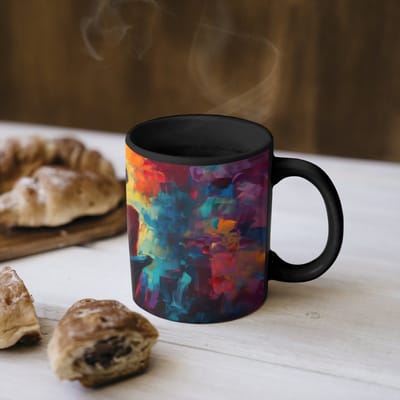 Magische Mok - Foto op Warmte Mokken - Koffiemok - Wijn - Vrouw - Sfeervol - Kleurrijk - Magic Mok - Beker - 350 ML - Theemok