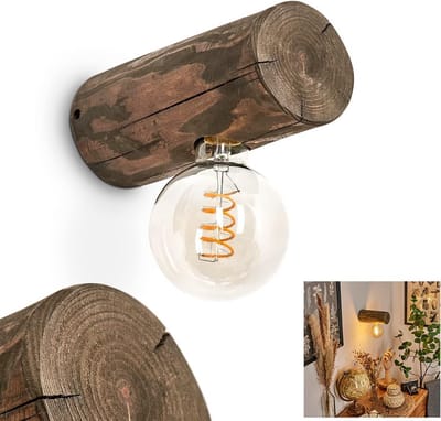 Houten Wandlamp Natuurlijk Donkerbruin Scandinavisch Design Zonder Lamp