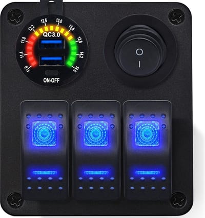 ProRide Schakelpaneel 12V voor Auto/Boot - USB Lader 2 Poorten met Schakelaar - QC3.0 - 3 schakelaars