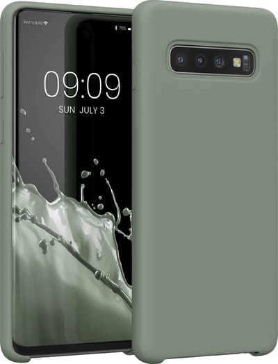 kwmobile telefoonhoesje geschikt voor Samsung Galaxy S10 - Hoesje met siliconen coating - Smartphone case in grijsgroen