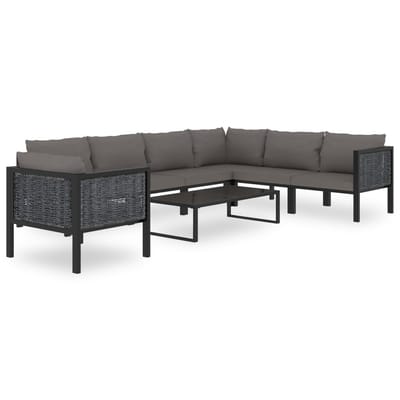 vidaXL - 8-delige - Loungeset - met - kussens - poly - rattan - antraciet