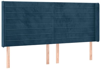 vidaXL - Hoofdbord - met - randen - 183x16x118/128 - cm - fluweel - donkerblauw
