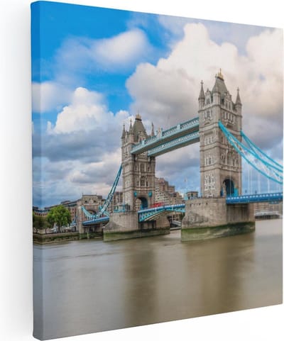 Artaza Canvas Schilderij Londen - 30x30 cm - Klein - Wanddecoratie Tower Bridge - Muurdecoratie Stad - Kamer Accessoires