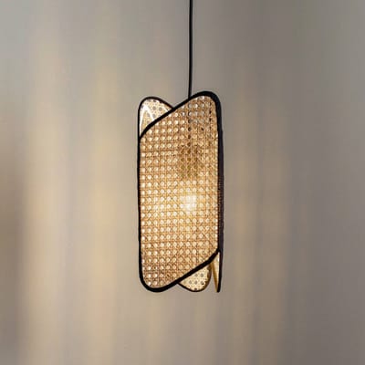 Lucande - hanglamp - 1licht - IJzer - H: 37 cm - E27 - zwart, licht hout