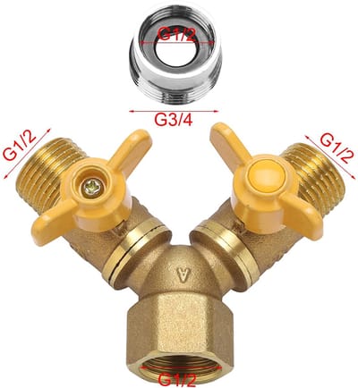 Dailygoods - Tuinirrigatie - 2-Weg Adapter - Hoogwaardige Kwaliteit - G1/2 - Messing - Water Splitter - Geschikt voor Tuin en Industrie - Compact