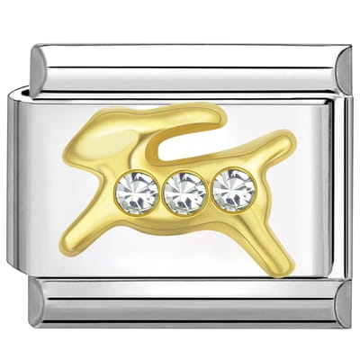 Quiges - Schakel - Bedel - 9mm - charms - Kleurrijk - Zirkonia - horoscoop - Steenbok - Geschikt voor - armband - Schakelarmband - italy bedels armband