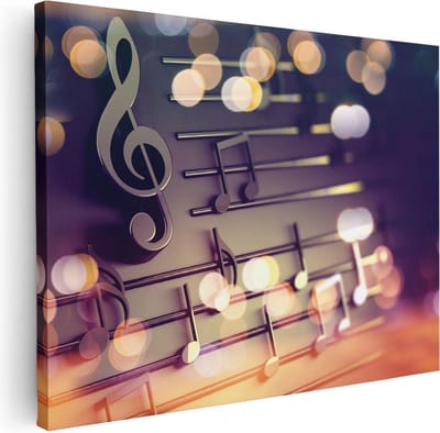 Artaza Canvas Schilderij Muzieknoten - 40x30 cm - Klein - Muurdecoratie Muziek - Wanddecoratie Woonkamer - Schilderijen Op Canvas