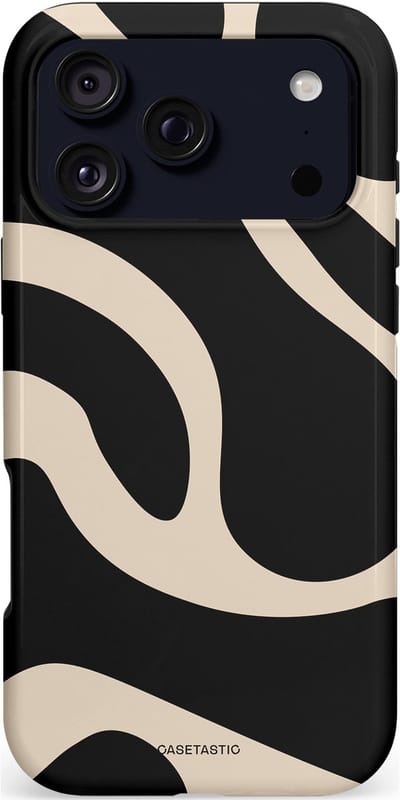 Casetastic hoesje geschikt voor Apple iPhone 17 Pro Max - MagSafe - Dubbellaagse bescherming - Zwart Zand Organische Golven - Fashion Case - Zwart Zand