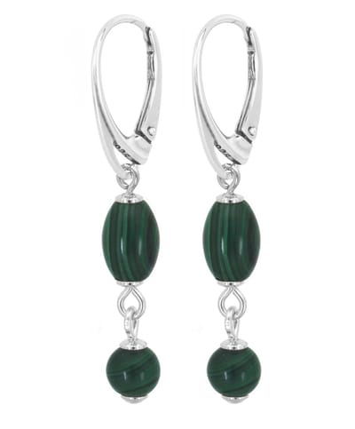 ARLIZI 2312 Oorbellen malachiet kralen oorhangers - sterling zilver - 4 cm