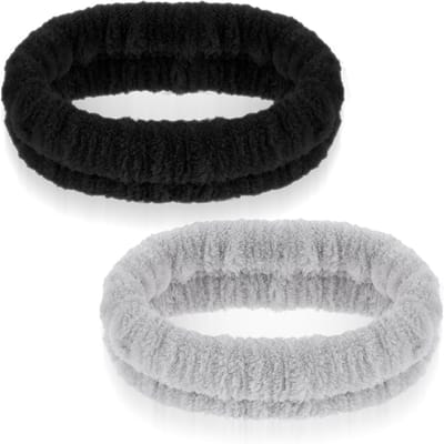 Set van 2 Elastische Haarbanden voor Make-up en Douche, Absorberende Spa Haarbanden voor Vrouwen en Meisjes, Ideaal voor Yoga en Sportactiviteiten