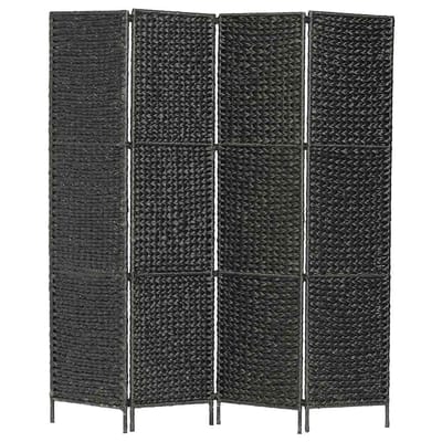 vidaXL - Kamerscherm - met - 4 - panelen - 154x160 - cm - waterhyacint - zwart