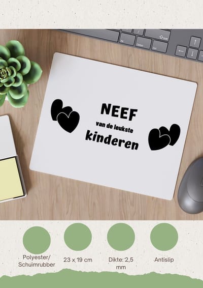 Akyol - neef van de leukste kinderen Muismat - Neef - de leukste neef - verjaardag - cadeautje voor neef - kado - geschenk - 23 bij 19 cm