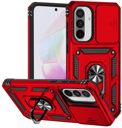 Coverup Hoesje - Geschikt voor Samsung Galaxy A36 / A56 Hoesje - Coverup Armor Ring Kickstand Back Cover met Camera Shield - Rood