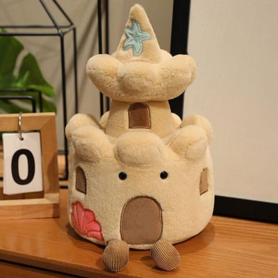 Schattig Zandkasteel Pluche Speelgoed Zacht Gevuld Cartoon Kasteel Pop Kawaii Strandhuis Pluche Voor Verjaardagscadeau Huisdecoratie Creativiteit 25CM brown
