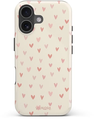 VivaLora Tough Telefoonhoesje iPhone 17 met MagSafe - Hartjes Print - Love Confetti - 2-in-1 Phone Case - Hard Case & Siliconen Backcover - Extra Bescherming - Shockproof Cover - Roze