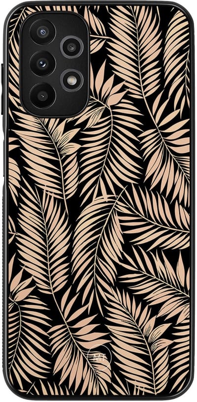 Hoesje geschikt voor Samsung Galaxy A13 4G - Palm silhouette - TPU Hard Case Backcover - Zwart, Bruin - Mooie Telefoonhoesjes