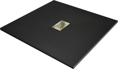 Mexen Hugo vierkante douchebak SMC 100 x 100 , zwart, gouden afdekking - 42701010-G