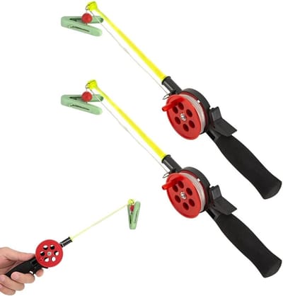 Set van 2 Kinder Vissersstokken van 33,5 cm met Klemaccessoires voor Garnalen en Krabben, Perfect Cadeau voor Kinderen